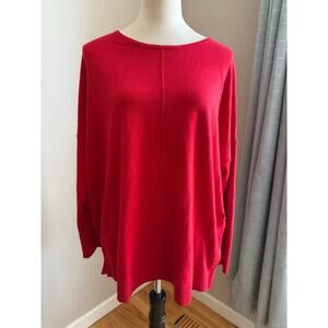 Chicos NWT Cashmere Blend Pullover Ribbed Sweater Wild Poppy Size 2 (US L)